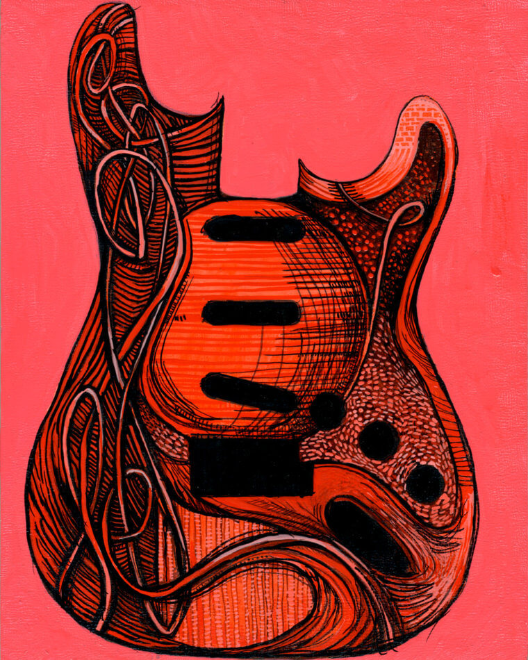 Guitar Painting Strawberry Michael Herring