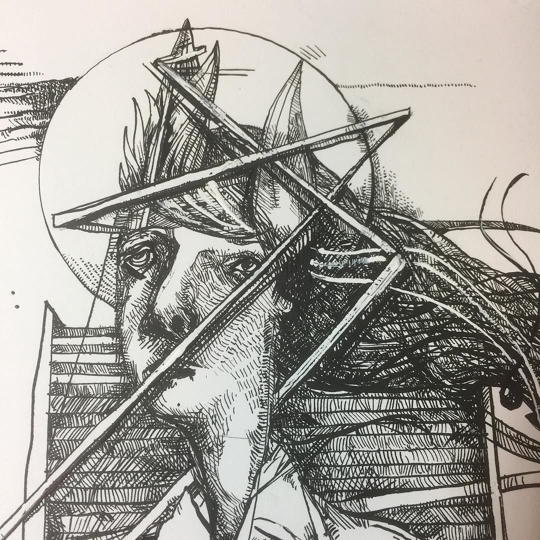 Detail ink drawing in progress Michael Herring