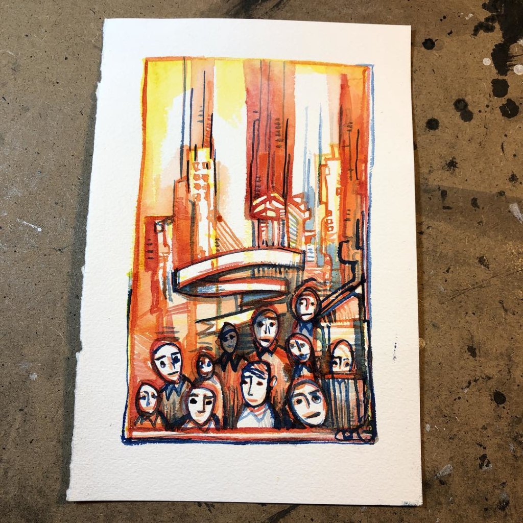 White Male Congregation watercolor Michael Herring