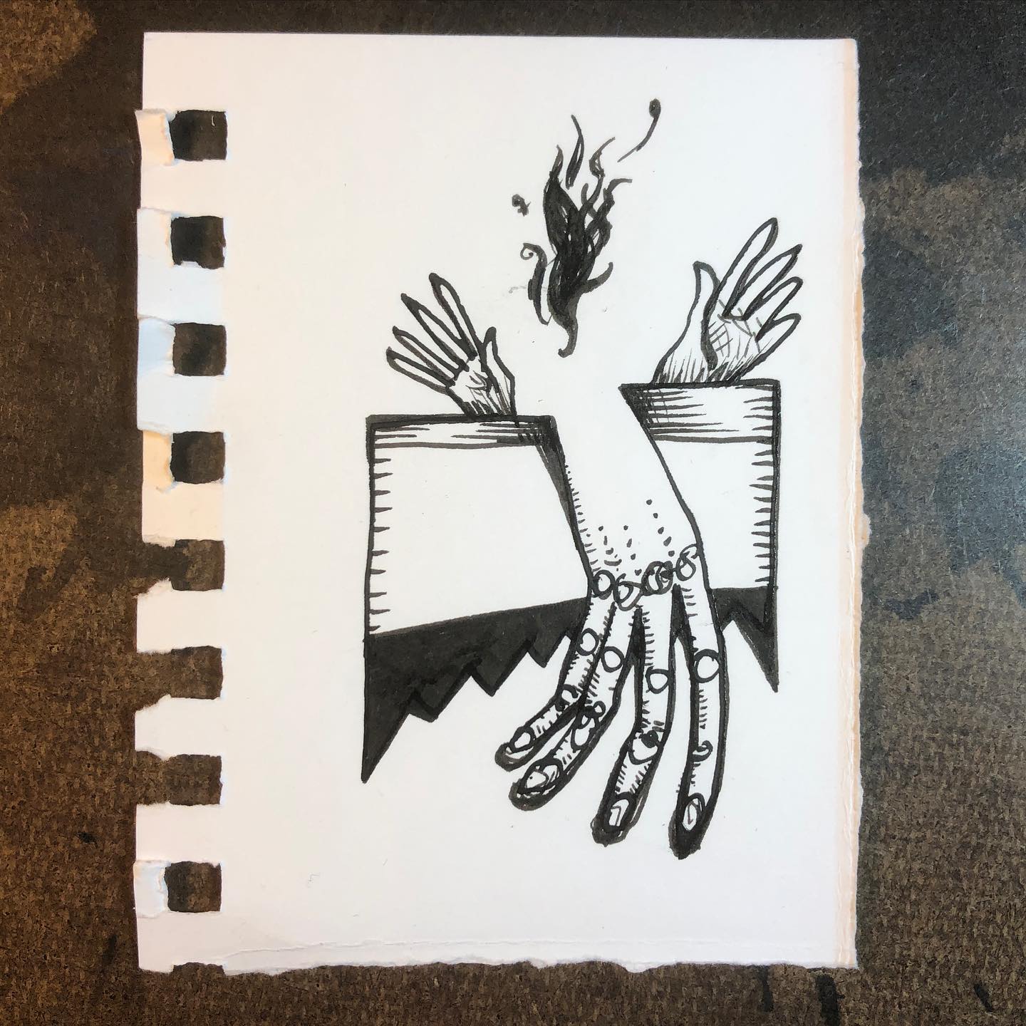 Ink Drawing - "Hand Banner"