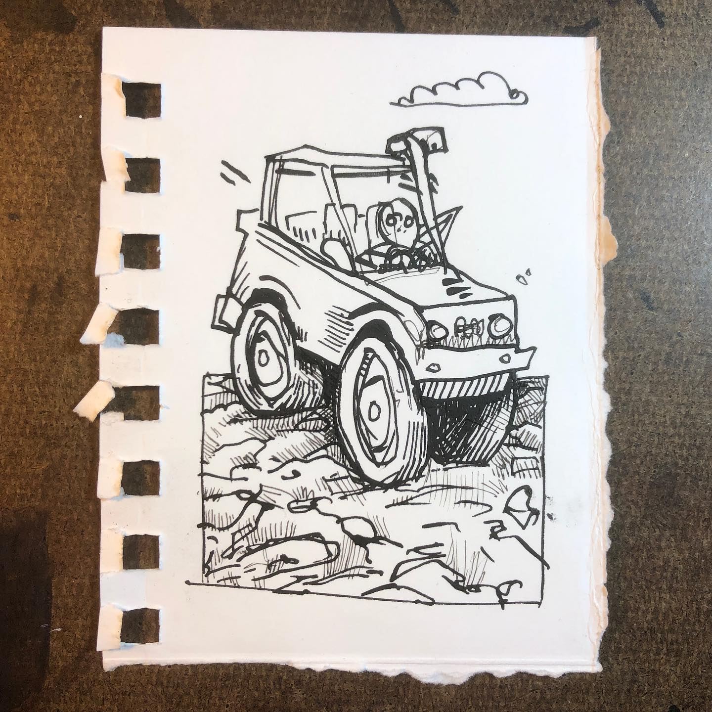 Ink Drawing - "Truck with Snorkel"