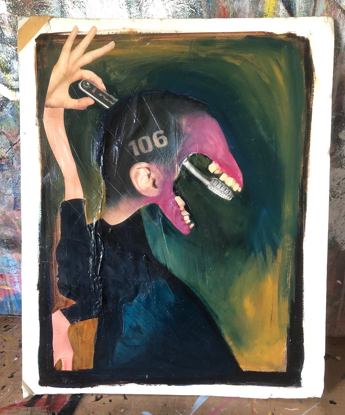 Importance of Dental Hygiene - Collage/Painting from 1999