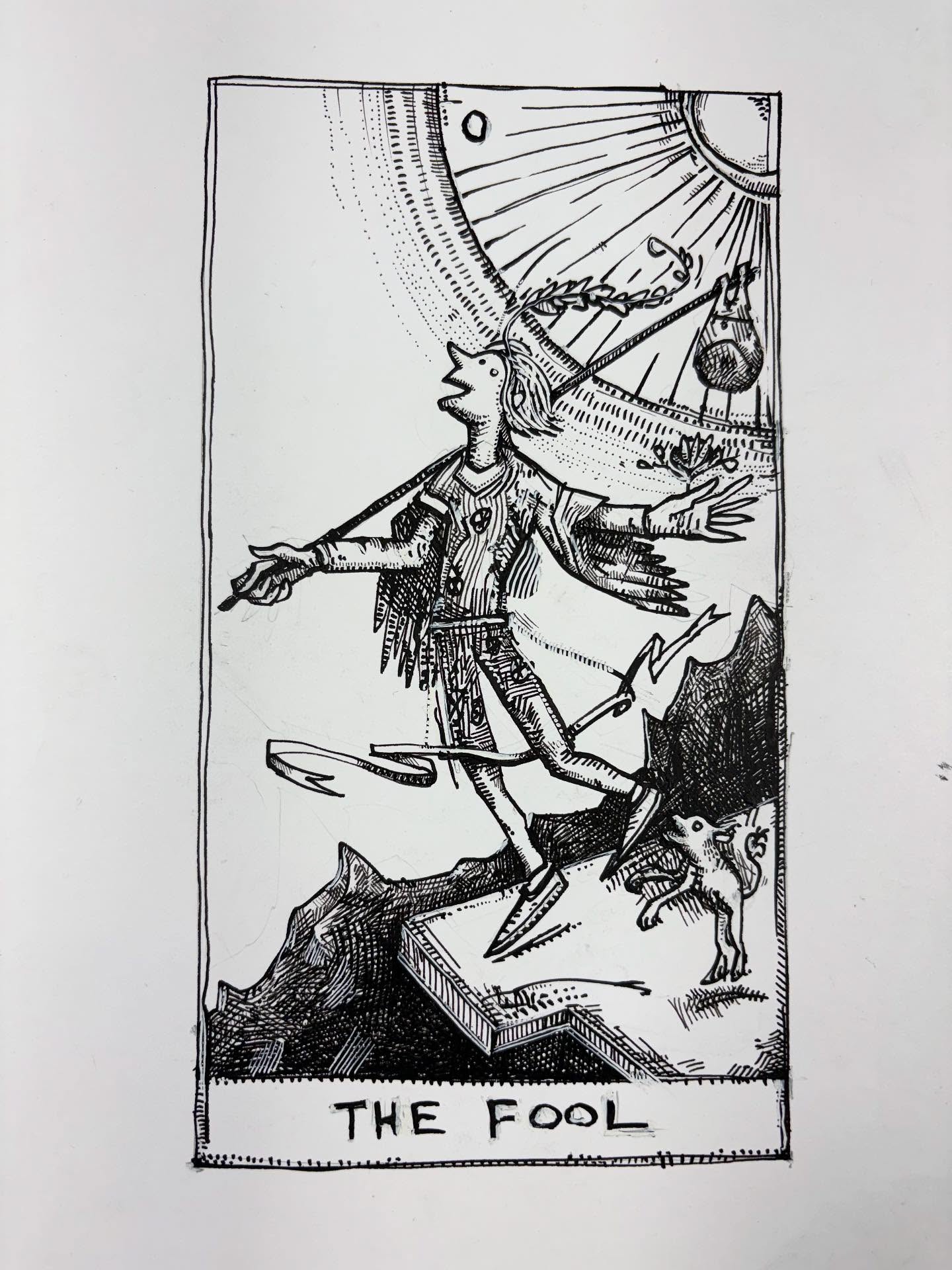 Tarot Card ink drawing - The Fool
