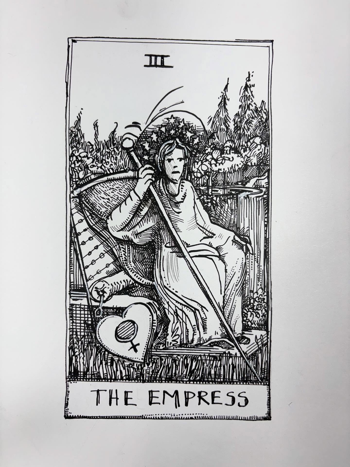 3 - The Empress - Tarot Card ink drawing