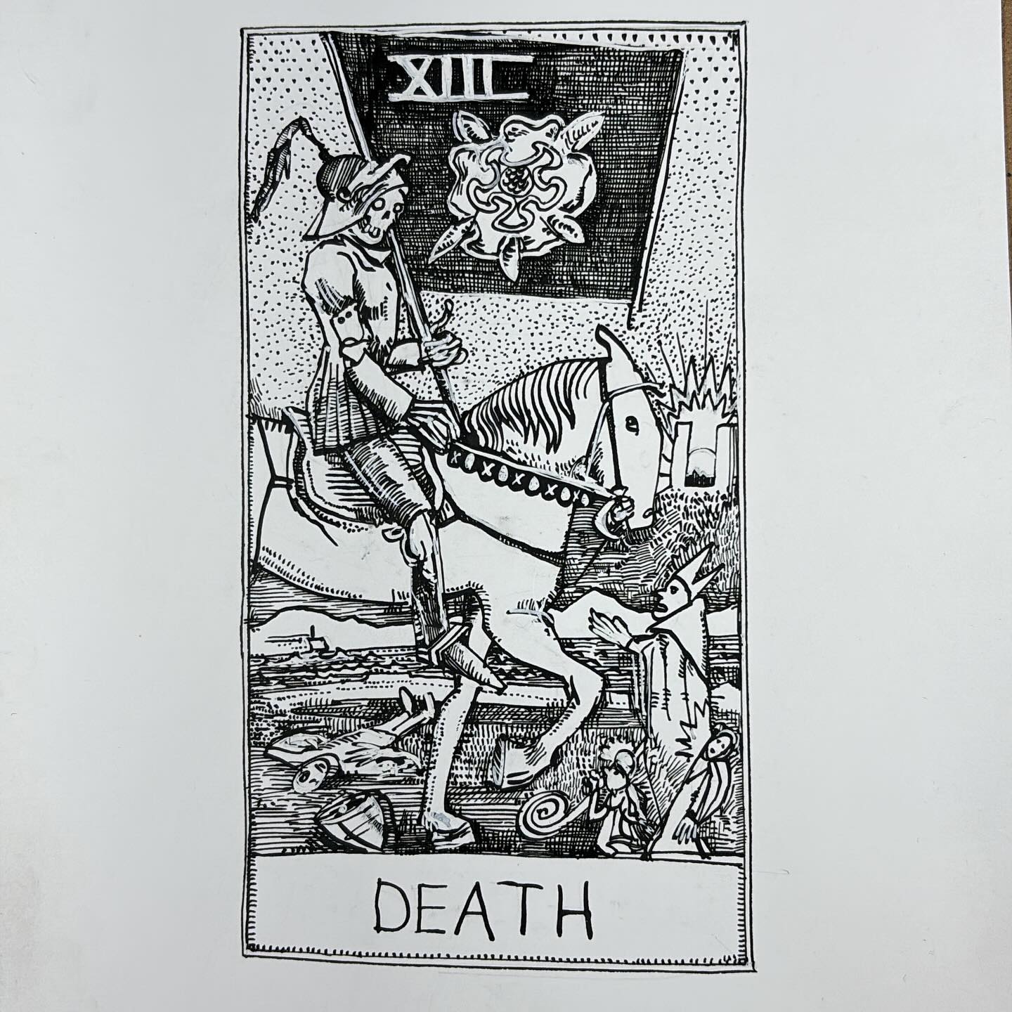 13 - Death - Tarot Card ink drawing